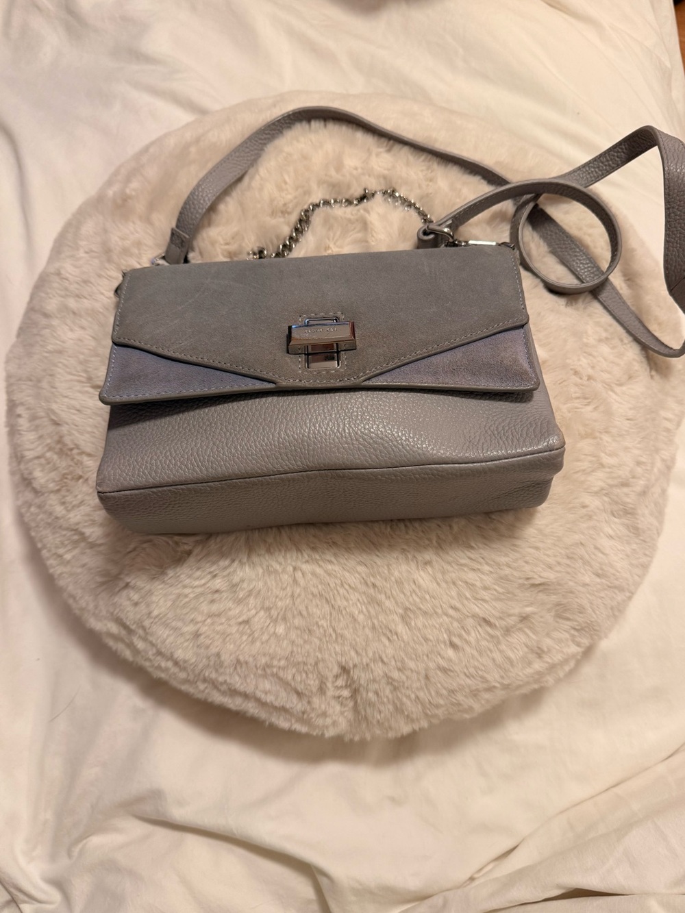 Ted Baker Vierra Grey Leather Suede Crossbody Bag